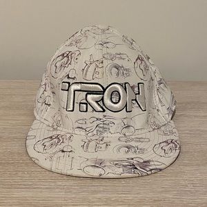 Disney TRON Flat Bill White Fitted Size L/XL Embroidered Logo Hat
